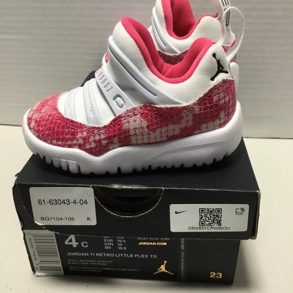 AIR JORDAN 11 RETRO LITTLE FLEX TD "WATERMELON" INFANT SZ. 4c BQ7104-106 - Picture 2 of 11